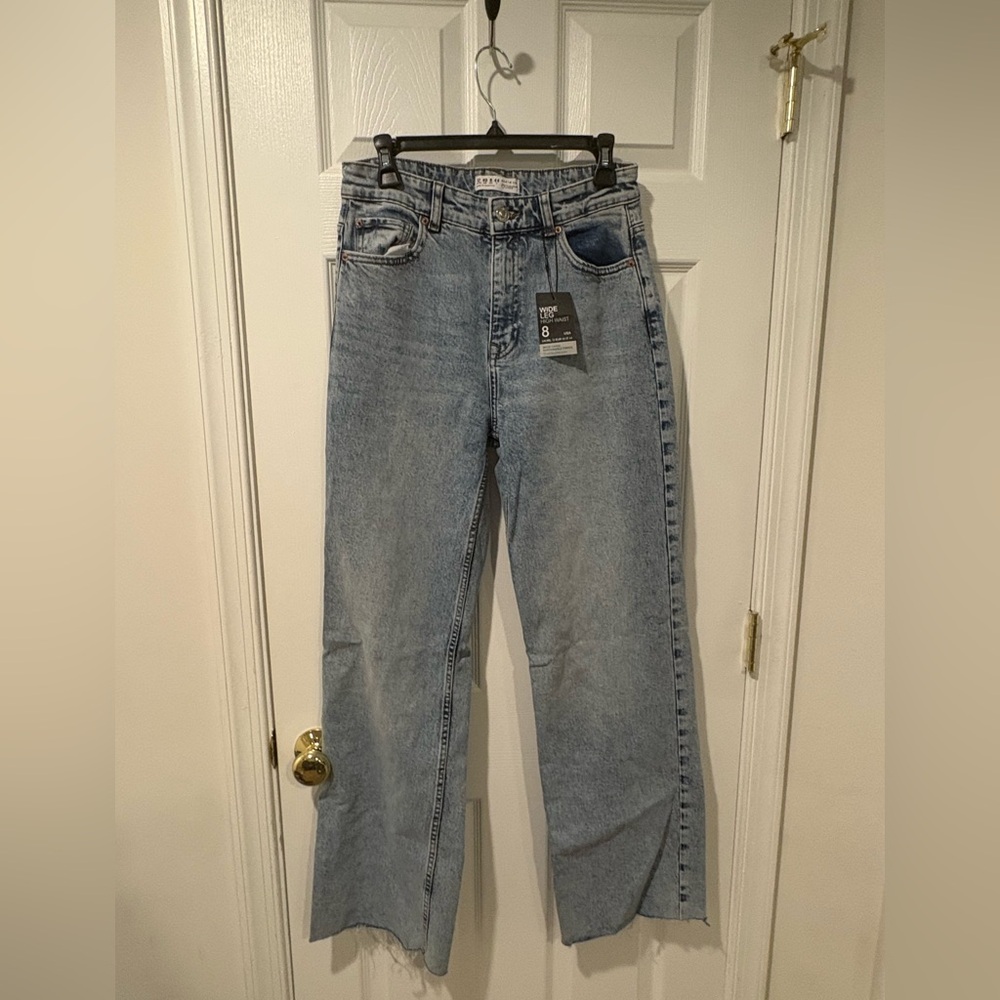 Primark acid washed wide leg high waist jeans